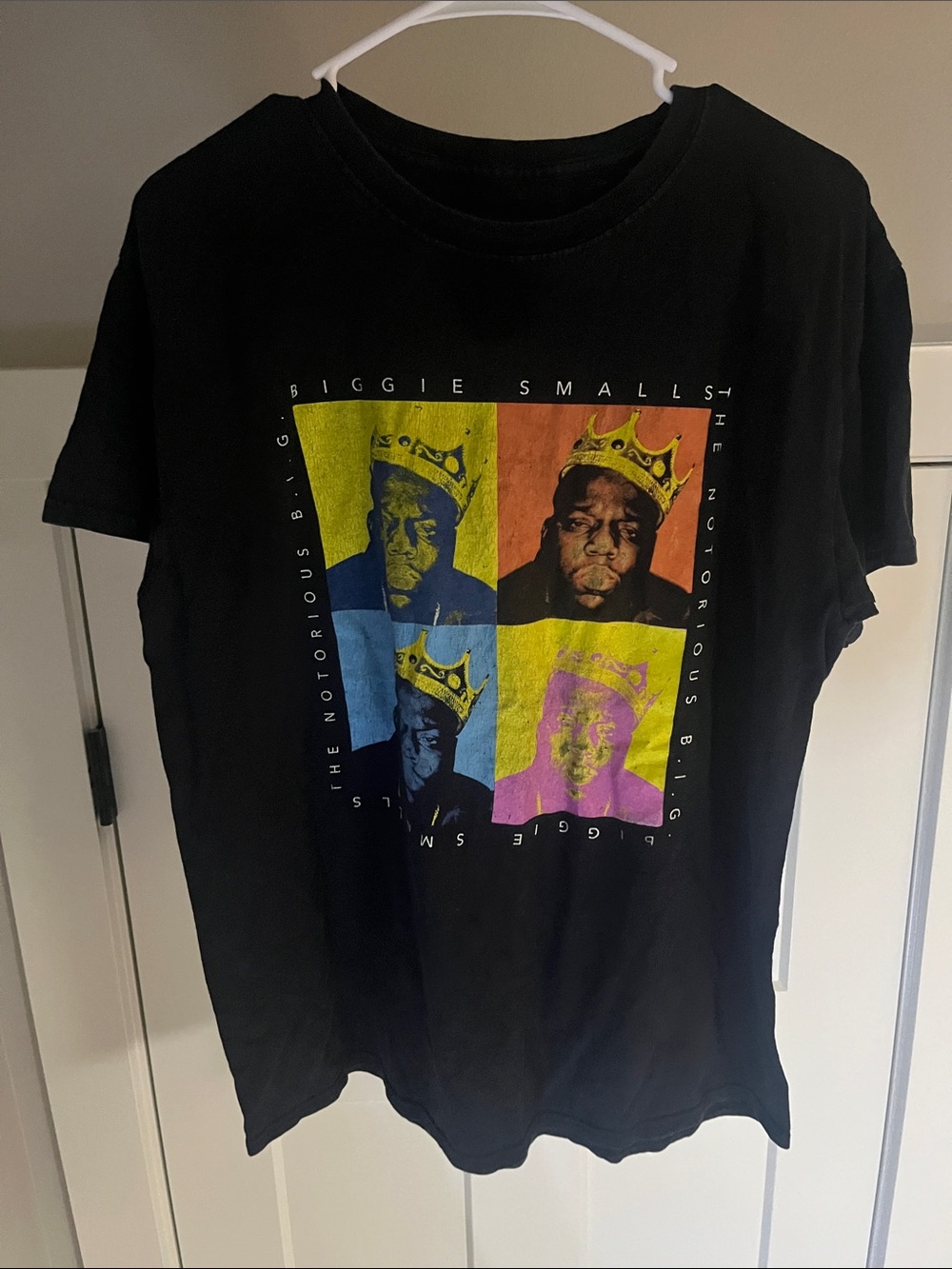 Notorious B.I.G. Pop Art Graphic Tee - Black with Yellow/Blue/Pink/Orange Panels